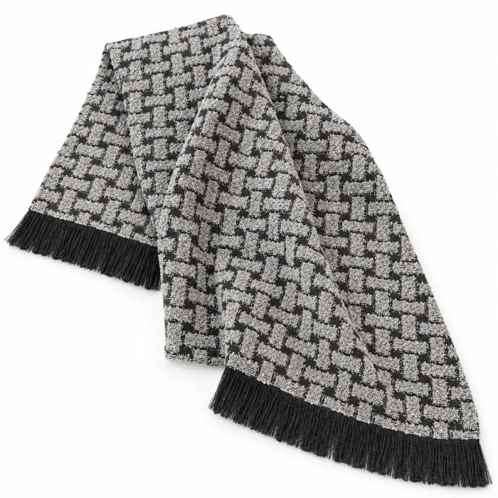 Black & Grey Basketweave Bouclé Throw