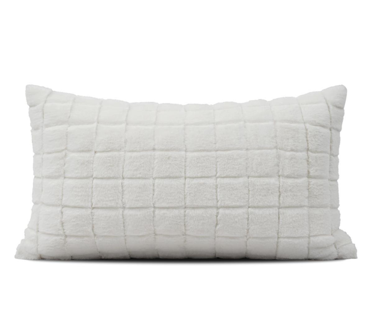 Grey & White Cutwork Lumbar Cushion Cover