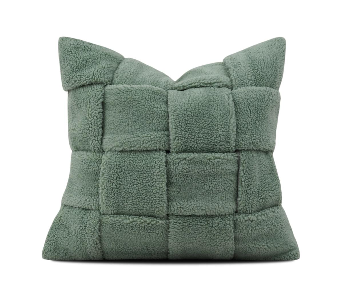 Sage Velvet Colour-Block Cushion Cover