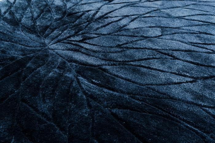 Carved Flower Hand-Tufted Tencel Rug — Blue