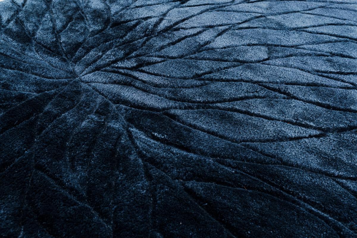 Carved Flower Hand-Tufted Tencel Rug — Blue