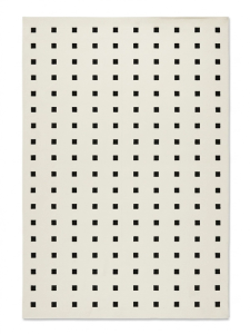 Pin-Dot Rug — Ivory with Black Square Grid