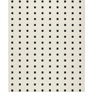 Pin-Dot Rug — Ivory with Black Square Grid