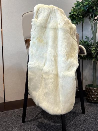 Ivory Long-Pile Faux-Fur Throw