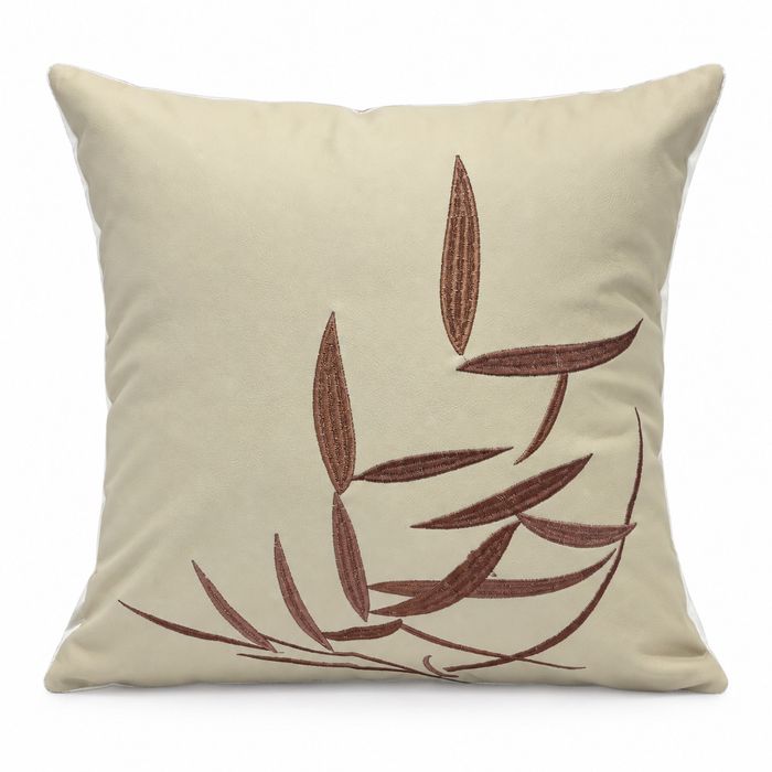 Cream & Chestnut Leaf Cushion