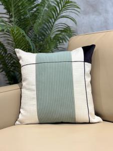 Sage & Ivory Colour-Block Cushion Cover