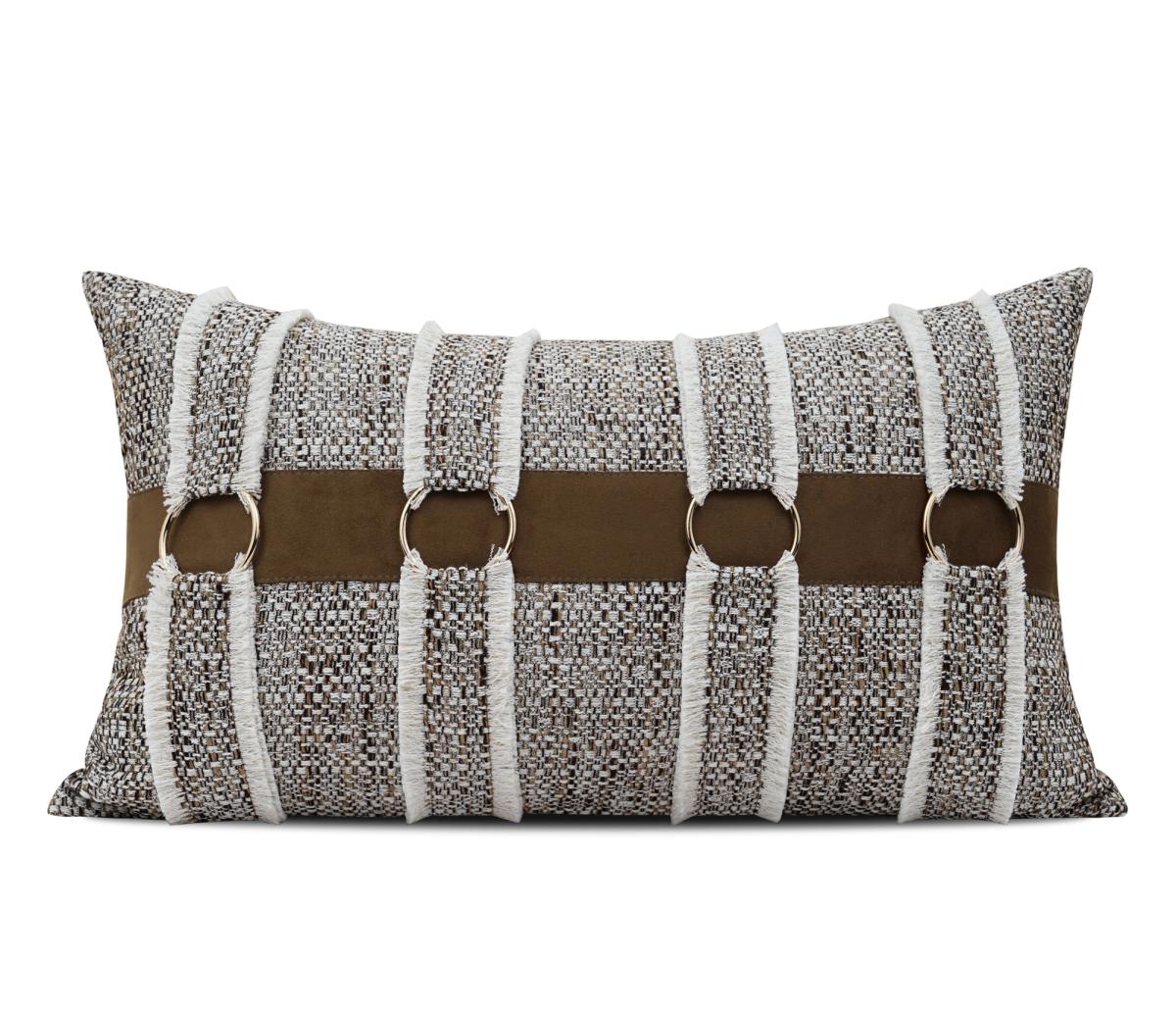Brown Pinstripe Texture Lumbar Cushion Cover