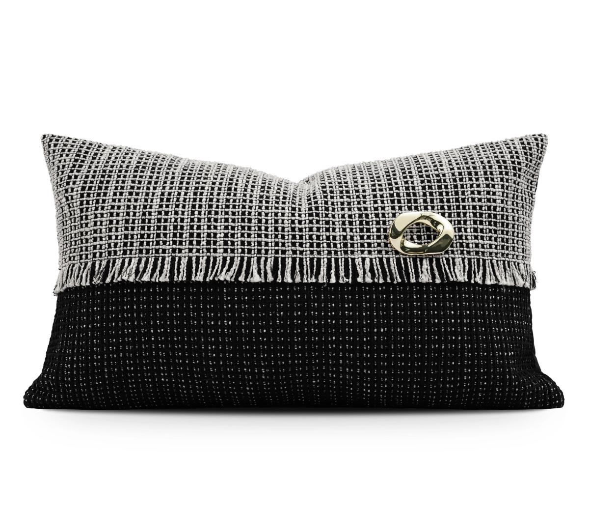 Black & White Pinstripe Lumbar Cushion Cover
