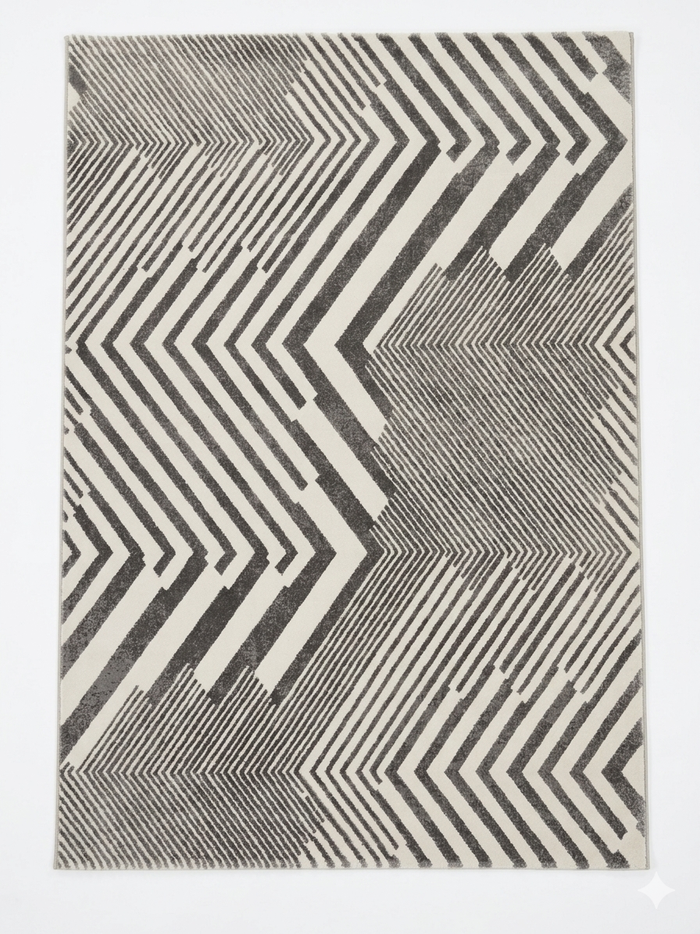 Op-Art Chevron Rug — Black & White Optical Pattern