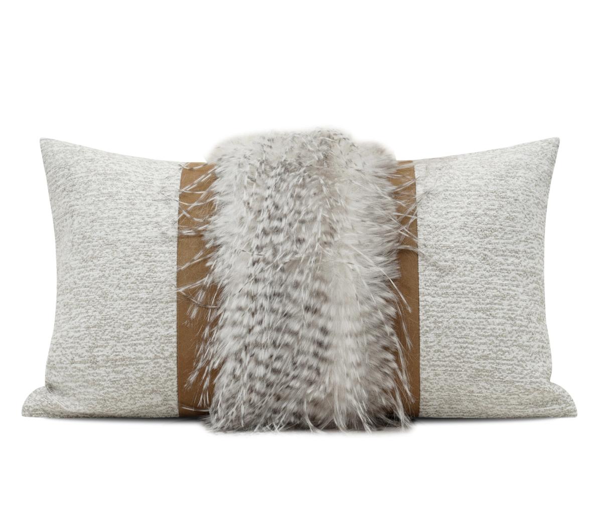 Caramel Beaded Stripe Lumbar Cushion Cover
