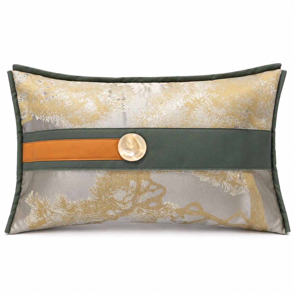 Champagne & Forest Band Lumbar Cushion