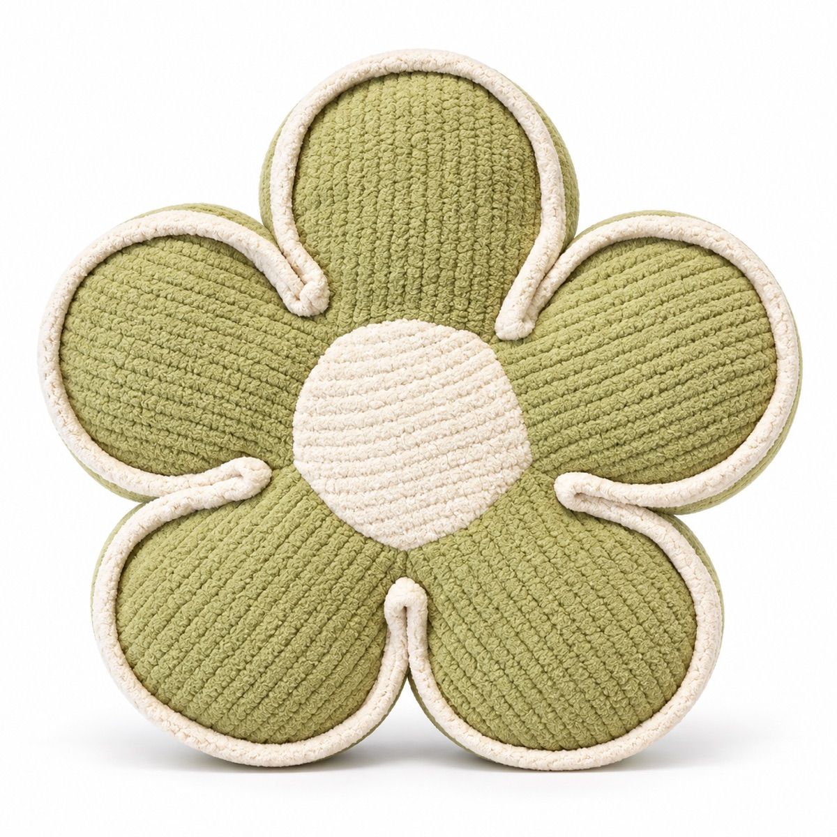Olive Five-Petal Flower Cushion