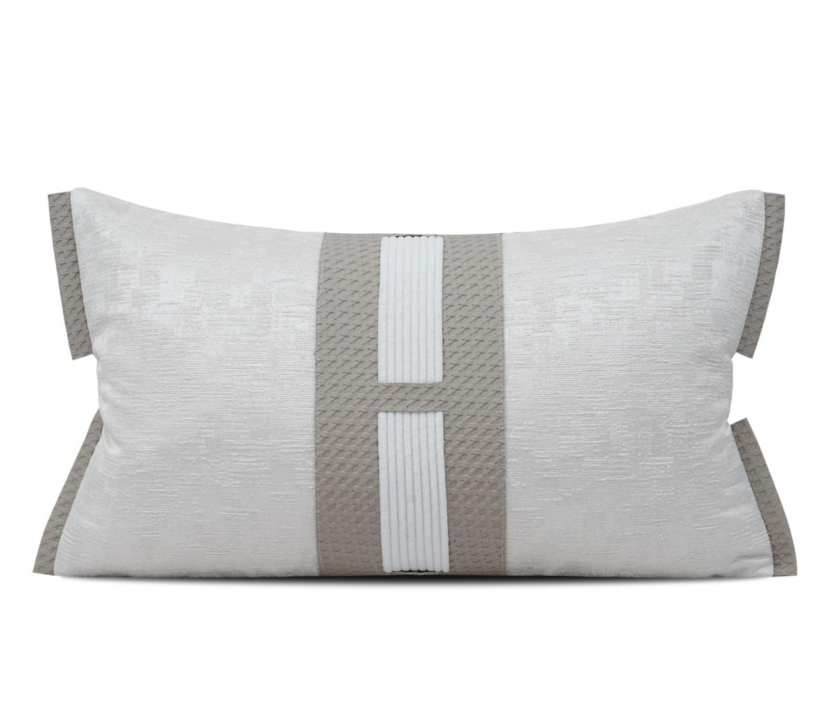 Brown & Cream Banded Lumbar Cushion Cover