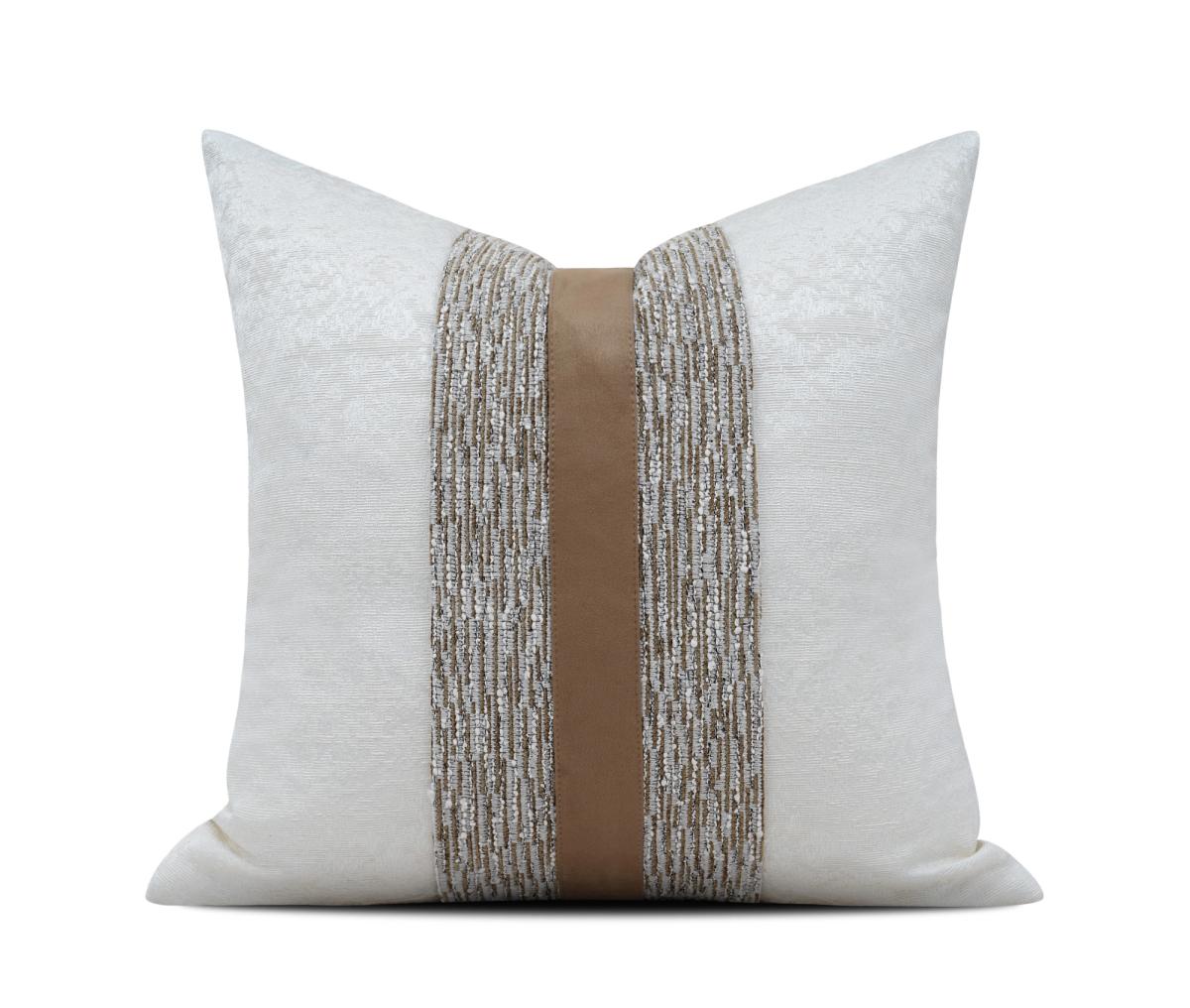 Tan & Cream Colour-Block Cushion Cover
