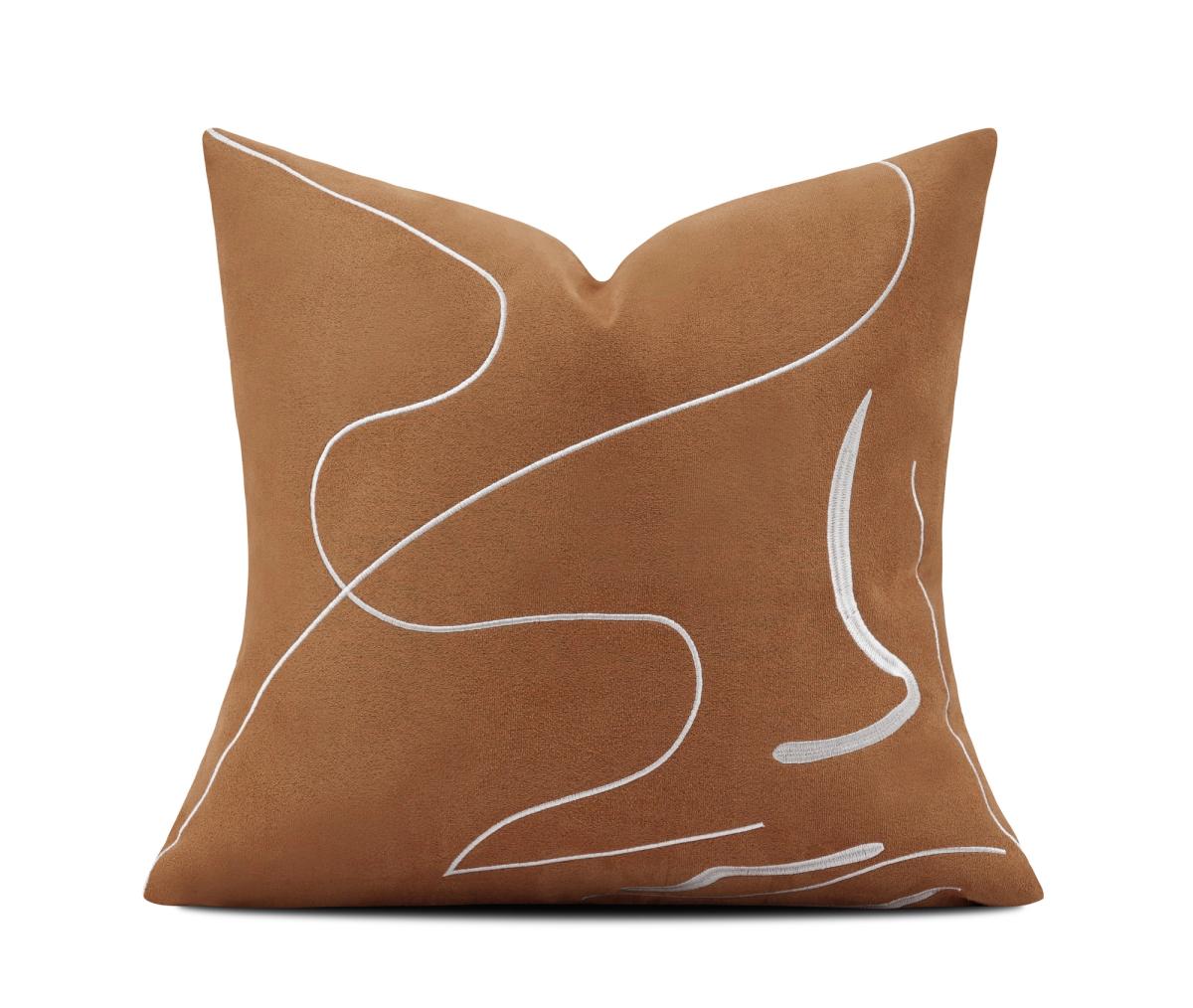 Rust & Ivory Line Motif Cushion Cover