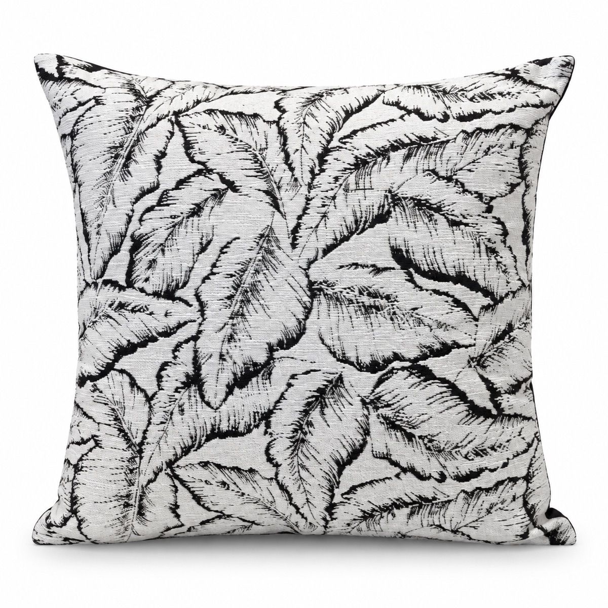 Ivory & Black Leaf Outline Cushion