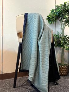 Sage Grey Fine-Rib Throw with Charcoal Border