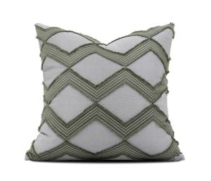 Green & Grey Diamond Lattice Cushion Cover