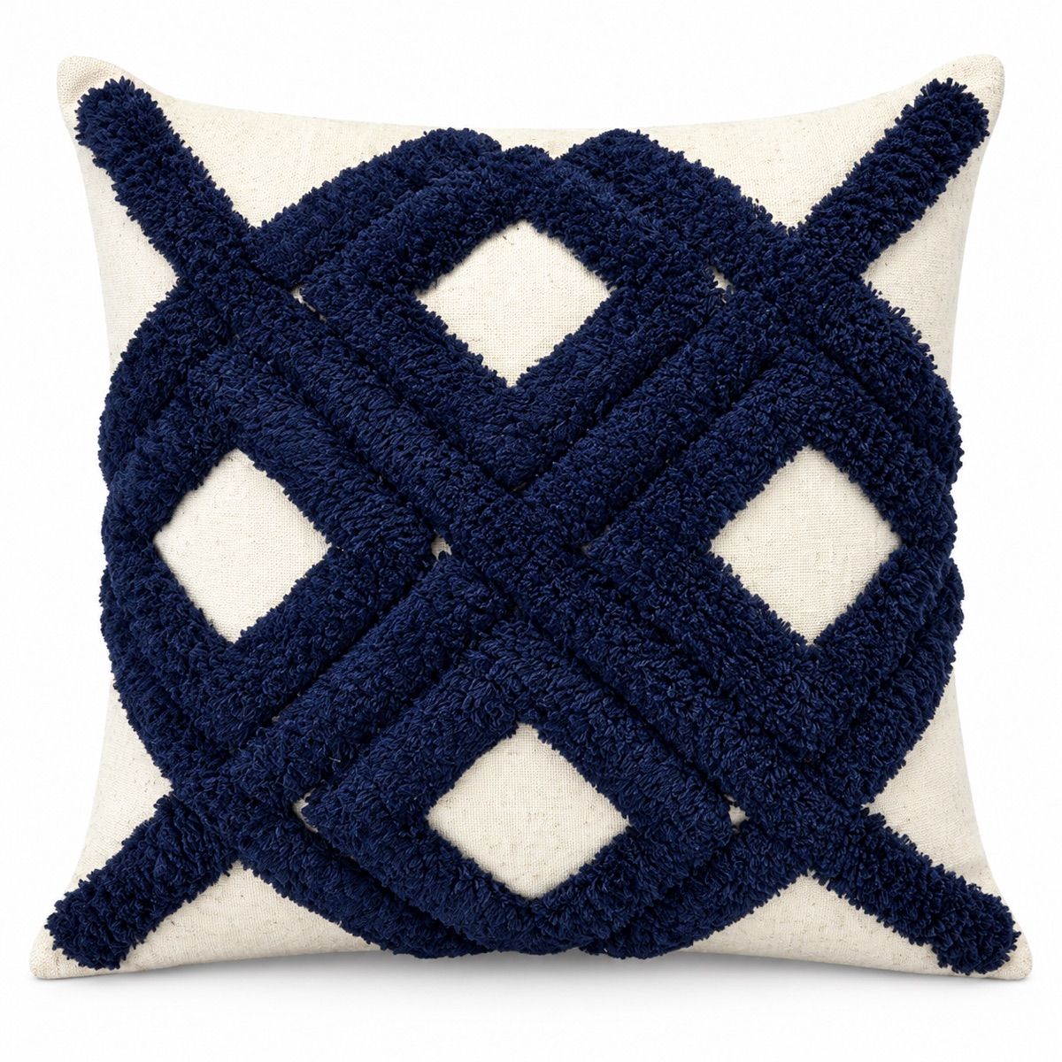 Navy Tufted Lattice Cushion