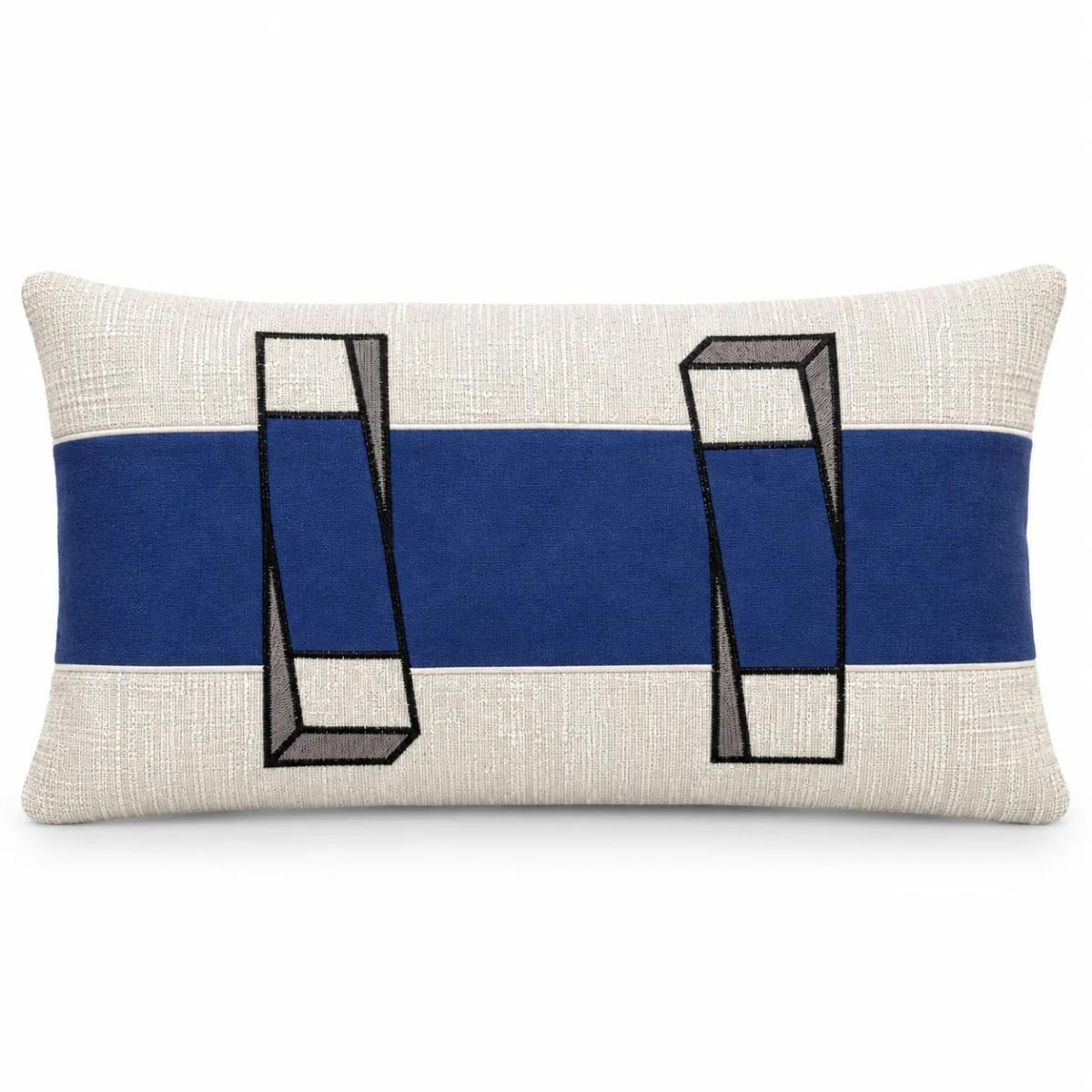 Blue Band Geometric Lumbar Cover