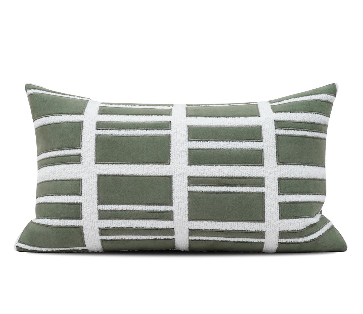 Green & White Check Lumbar Cushion Cover