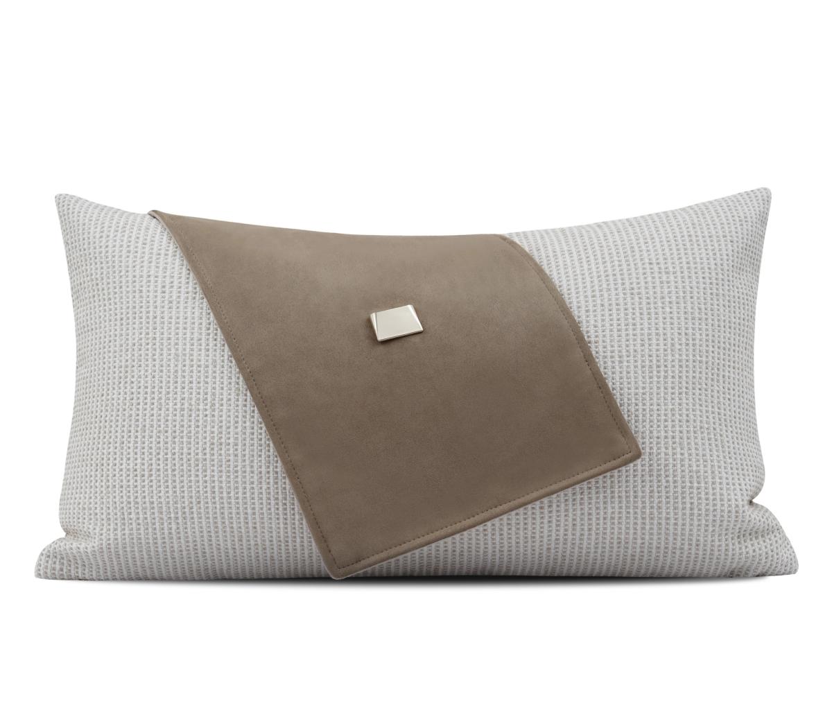 Brown & Cream Colour-Block Lumbar Cushion Cover