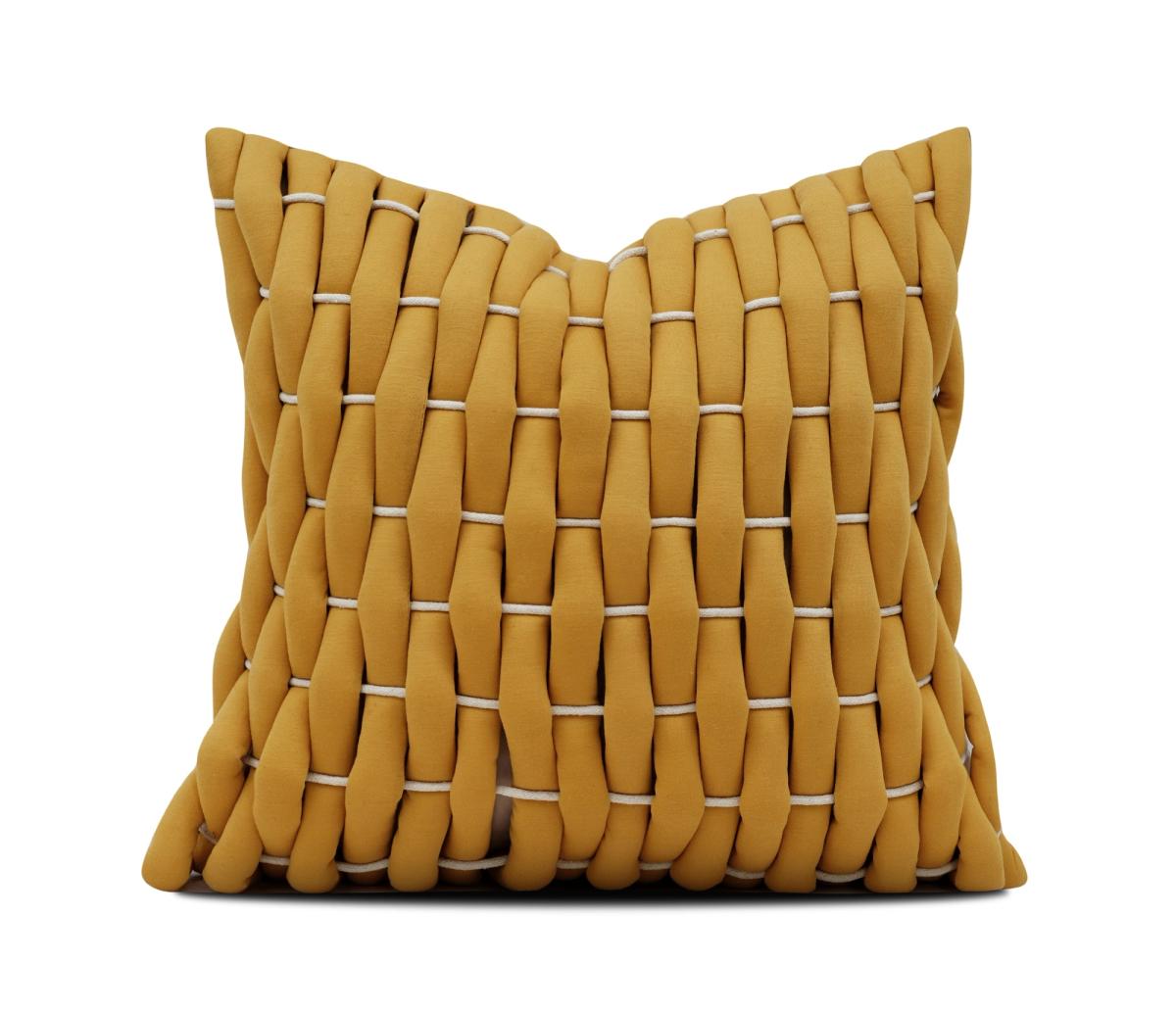 Mustard Hand-Woven Interlace Cushion Cover