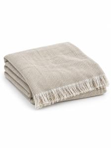 Oatmeal Flecked Twill Throw with Fringe