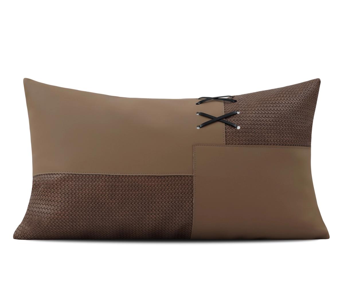 Brown & Cream Colour-Block Lumbar Cushion Cover