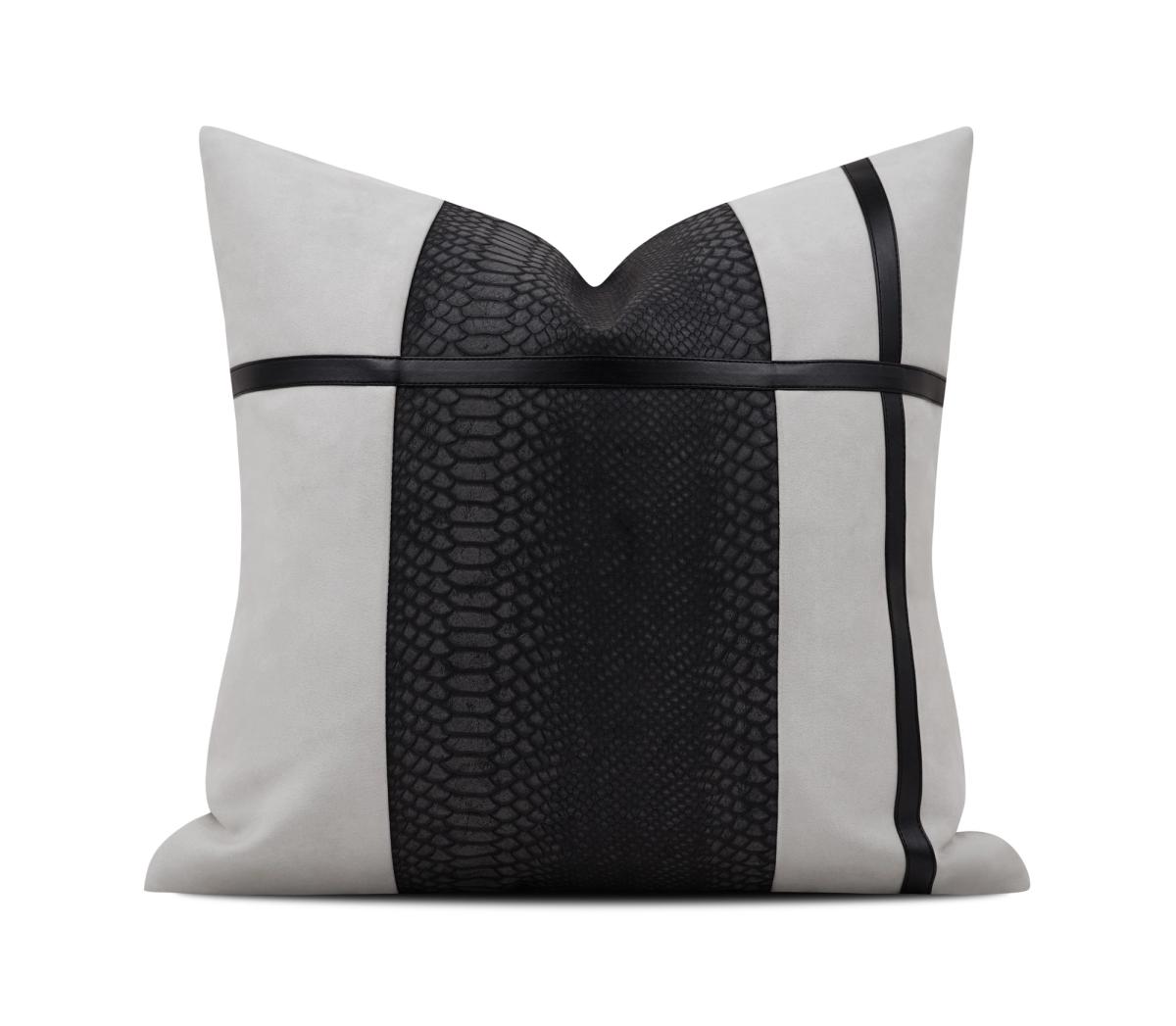 Charcoal Velvet Band Cushion Cover