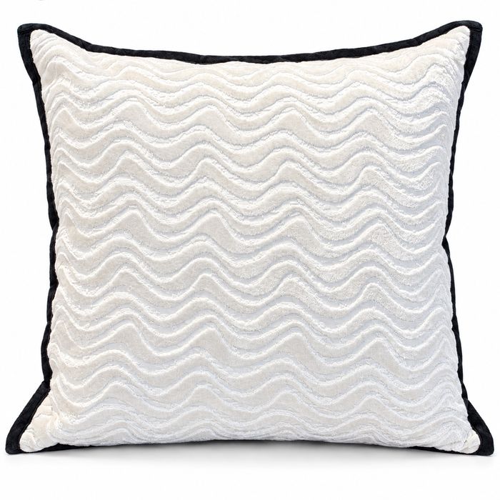 Ivory Wave Cushion with Black Border