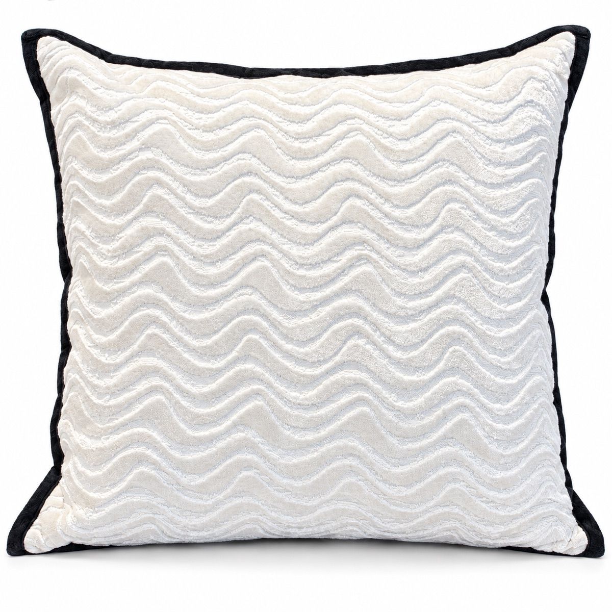 Ivory Wave Cushion with Black Border