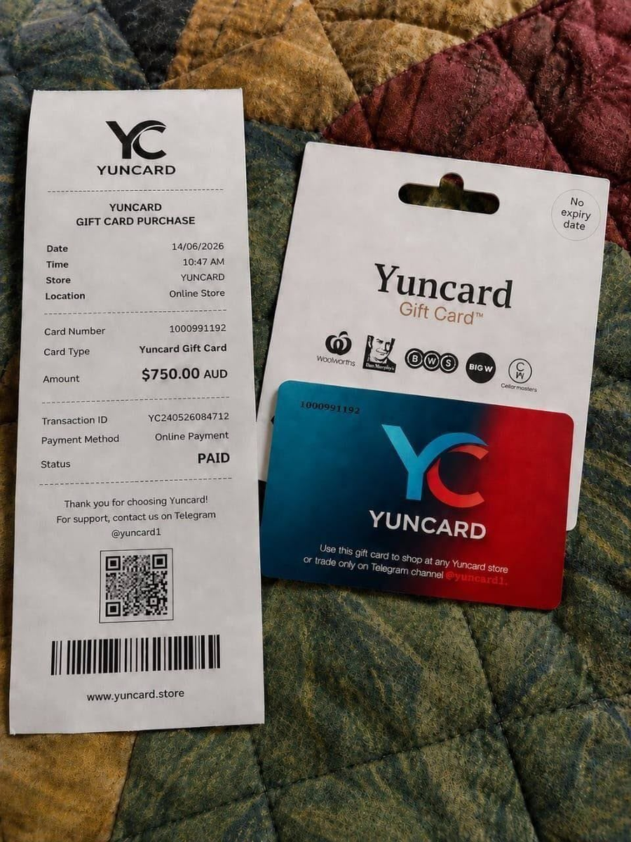 Image of the popular Yuncard gift card with receipt
