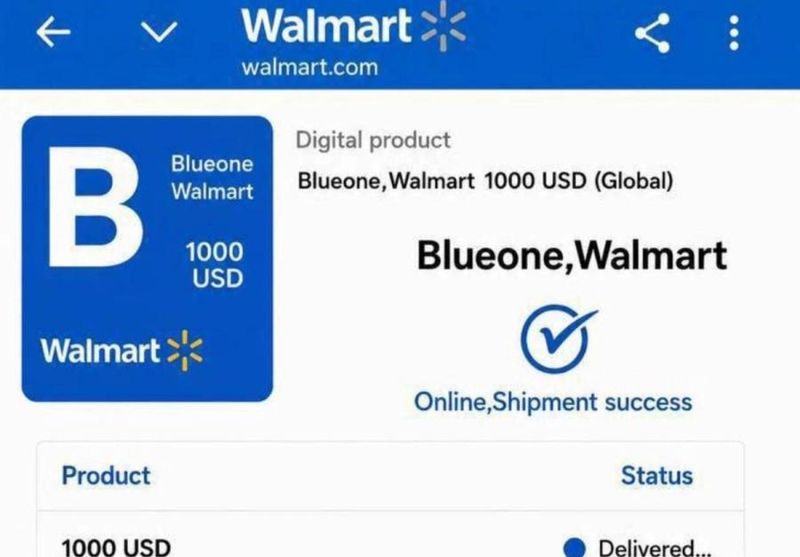 fake Blueone Walmart 1000 USD gift card example