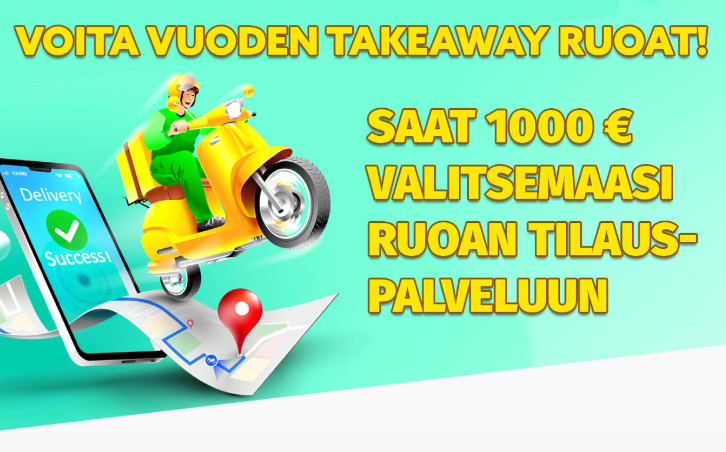 Voita ruokaa kotiin - 1000 € lahjakortti takeaway-ruokiin