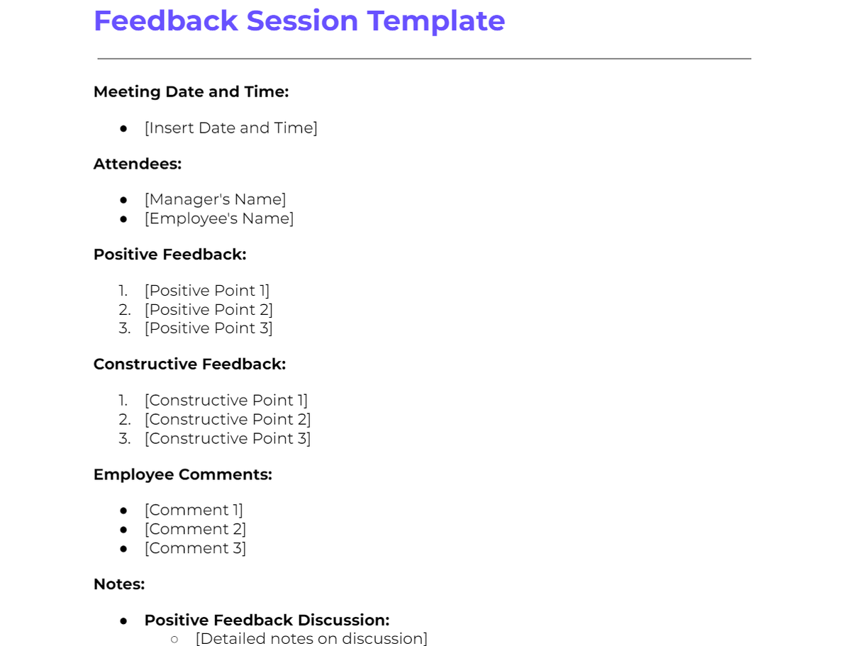 Feedback Session Template