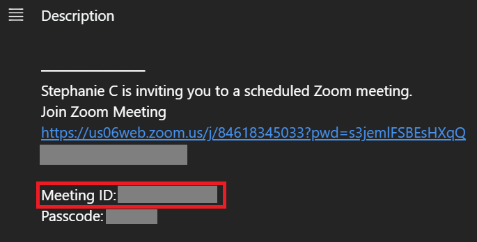 Zoom meeting ID
