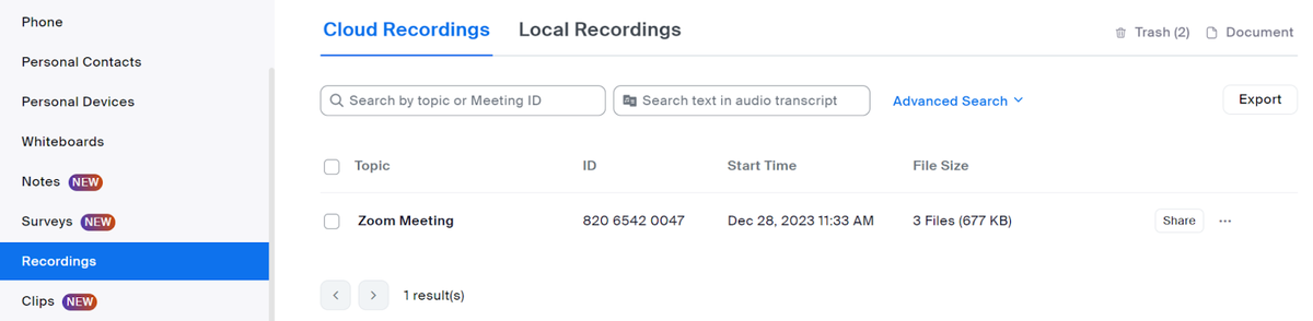 Zoom Cloud Recordings