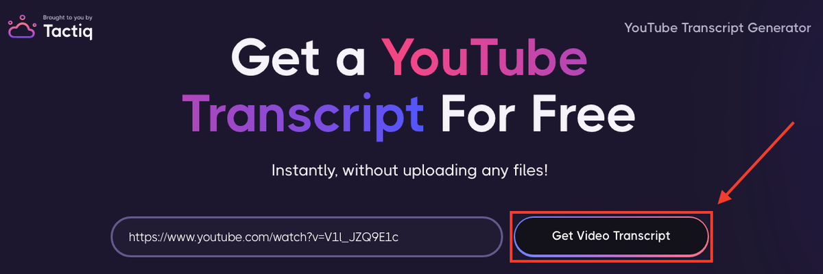 All you need is the Youtube Video URL