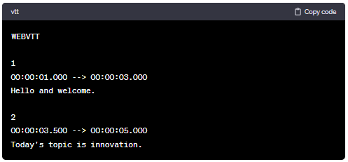 Sample VTT File