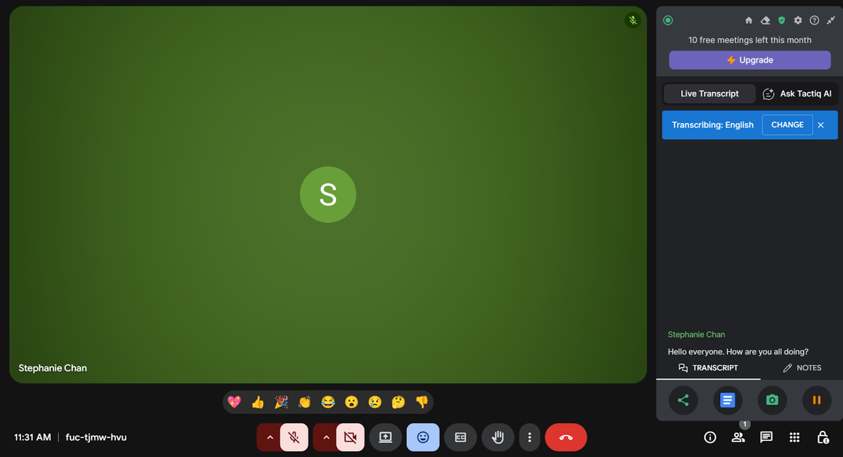 Tactiq for Google Meet