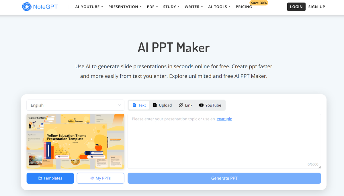 NoteGPT AI PPT Maker