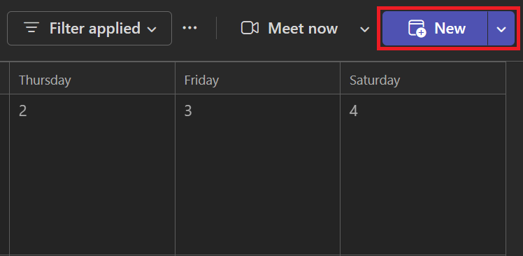 Schedule meetings via the Teams app (calendar tab)