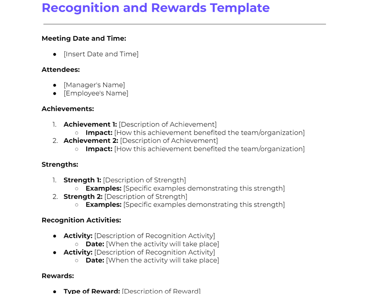 Recognition and Rewards Template