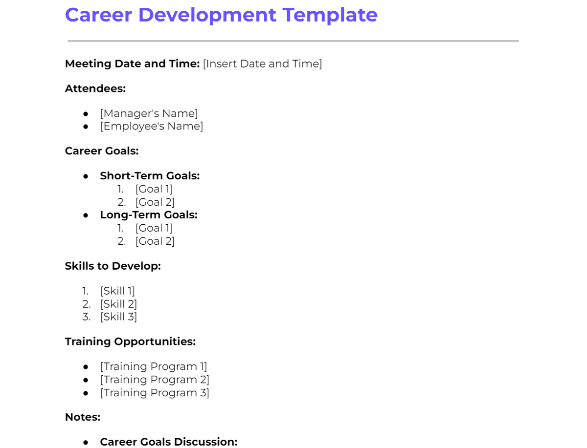 Career Development Template