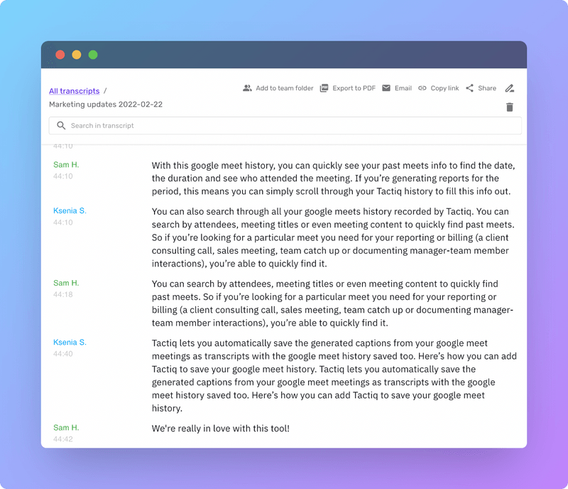 Summarize Meeting Transcripts with Tactiq