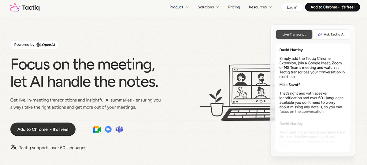 Tactiq – best alternative to ChatGPT for meeting workflows