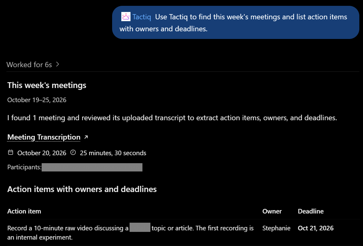 Prompts to try using Tactiq ChatGPT plugin