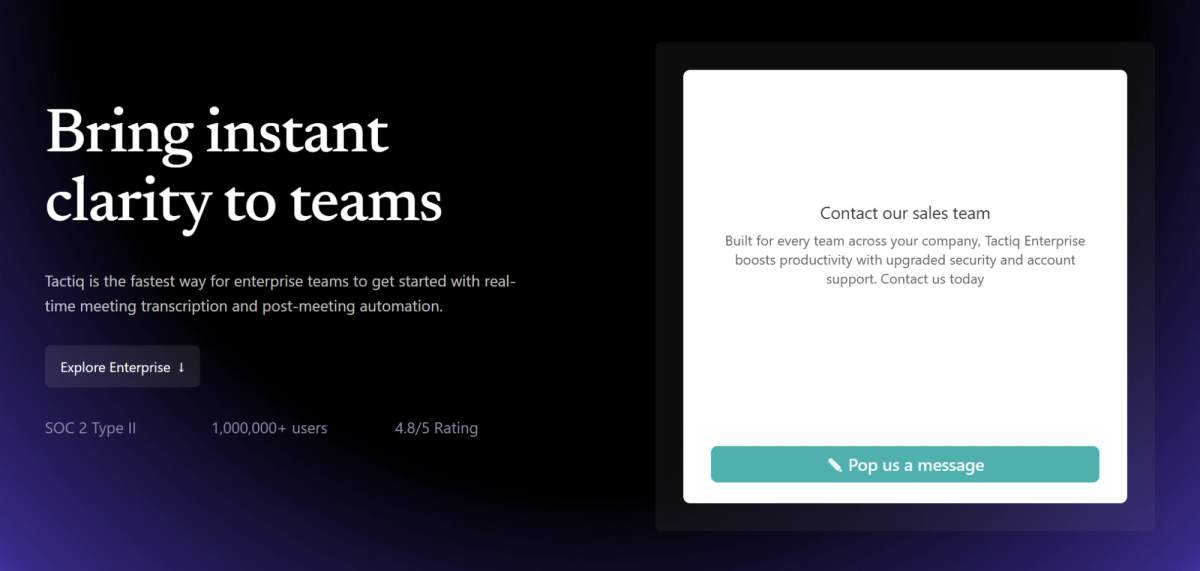 Tactiq Enterprise Best Meeting Management Software