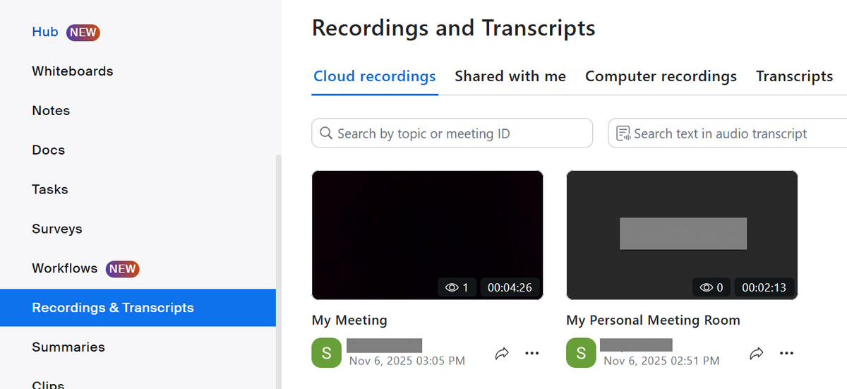How to find Zoom cloud recordings via the Zoom web portal